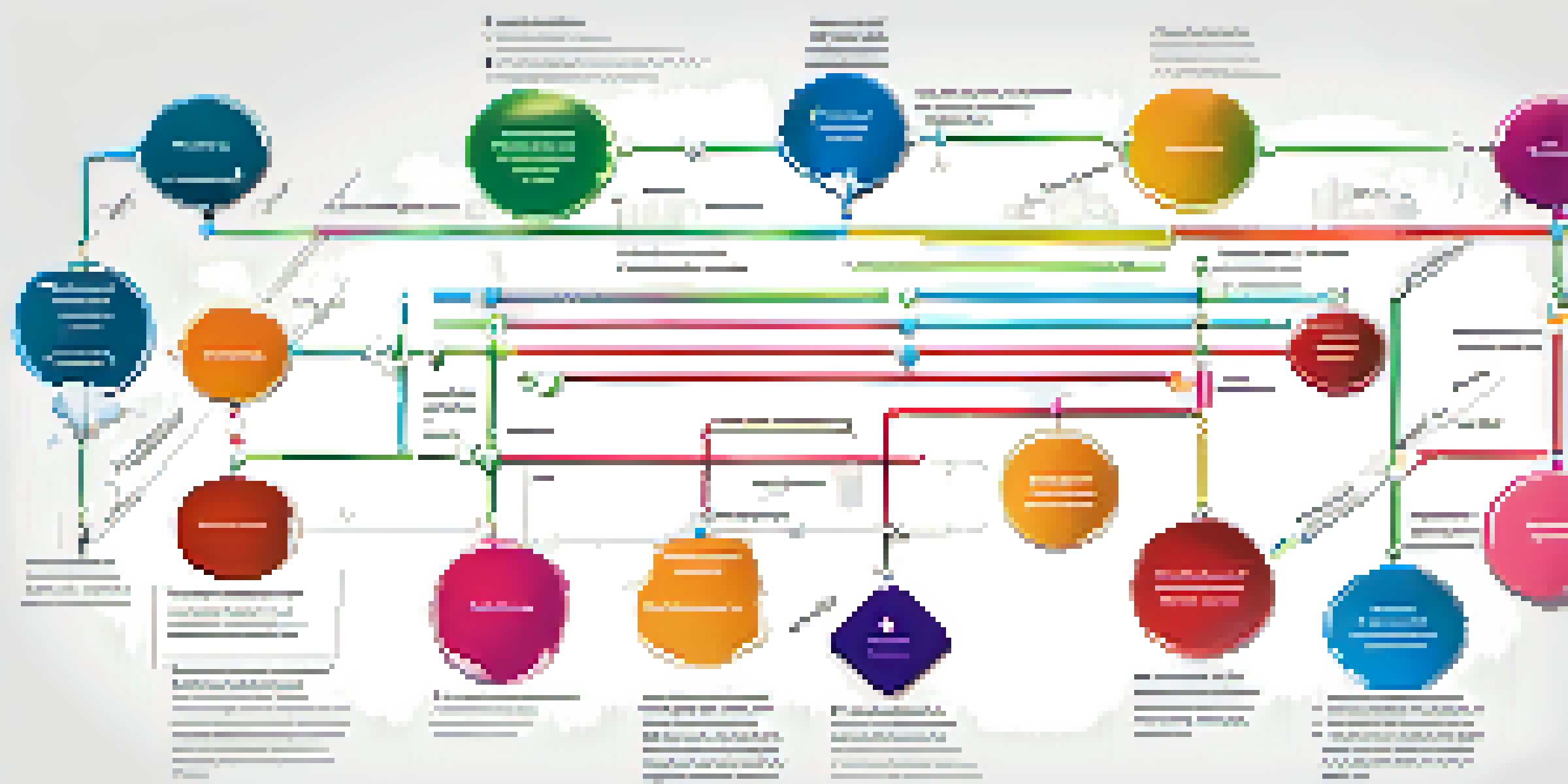 A colorful flowchart diagram showcasing the sequential steps of a scientific experiment against a clean white background.