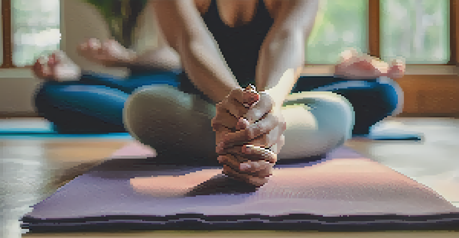 A student meditating with hands in a specific position, creating a calm and peaceful atmosphere.