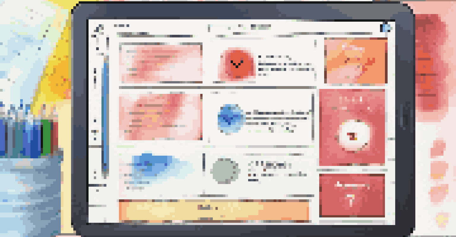 A close-up view of a digital assessment interface on a tablet, with interactive questions and vibrant graphics.
