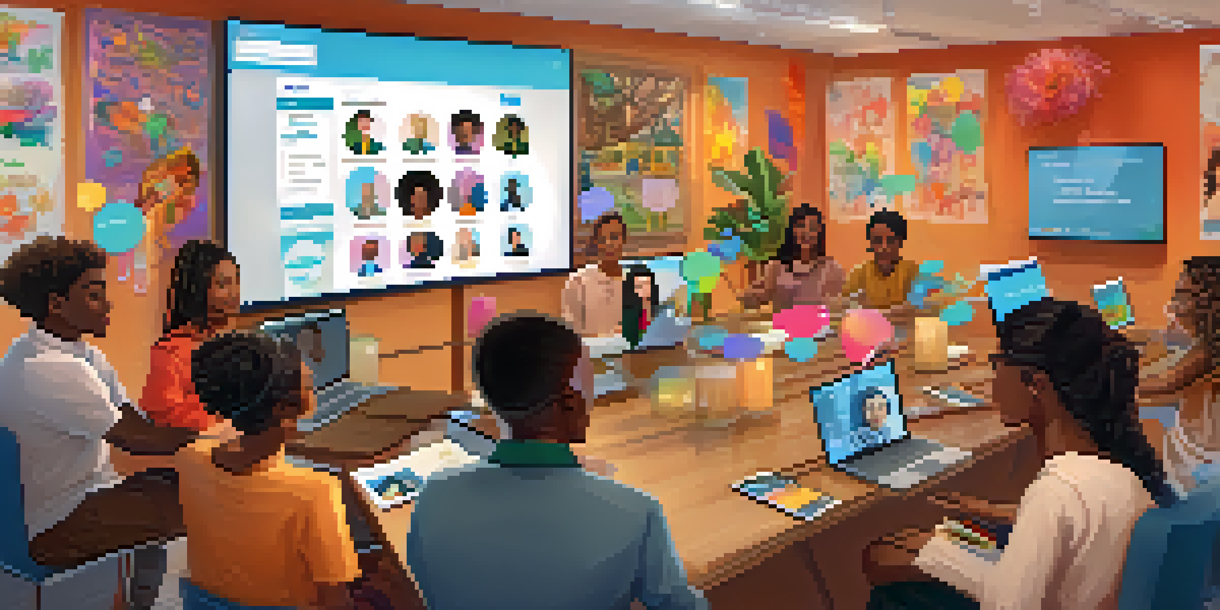 An online classroom with diverse students participating in a video conference call, each in their unique environments, showcasing cultural diversity.