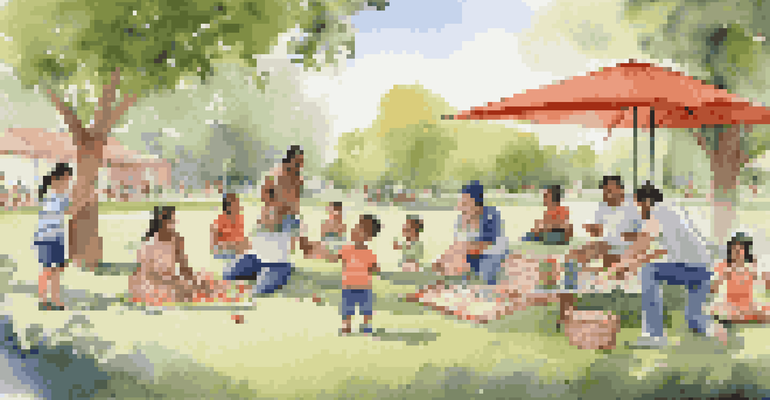 Families enjoying a play day in the park, participating in games and cultural activities, promoting inclusivity and community bonding.