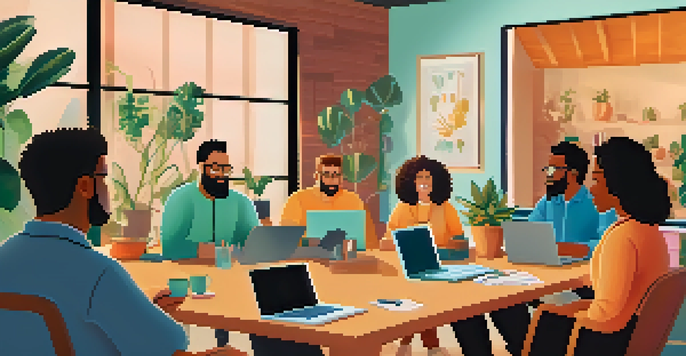 A virtual meeting with diverse team members in home office settings, showcasing a vibrant and collaborative environment.