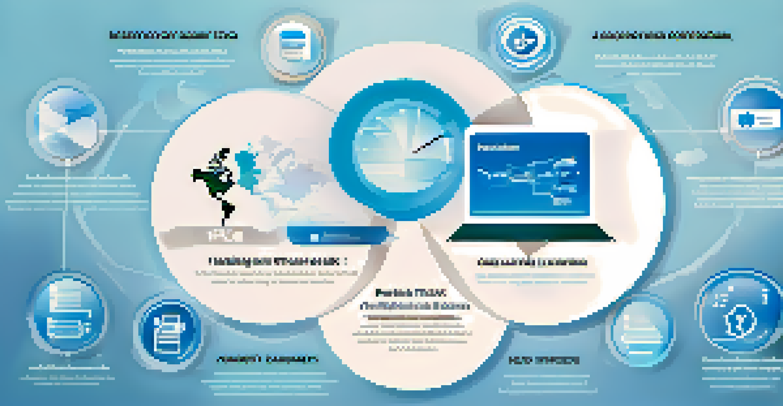 An infographic showing the benefits of online testing with icons for flexibility, instant feedback, and personalized learning on a blue gradient background.