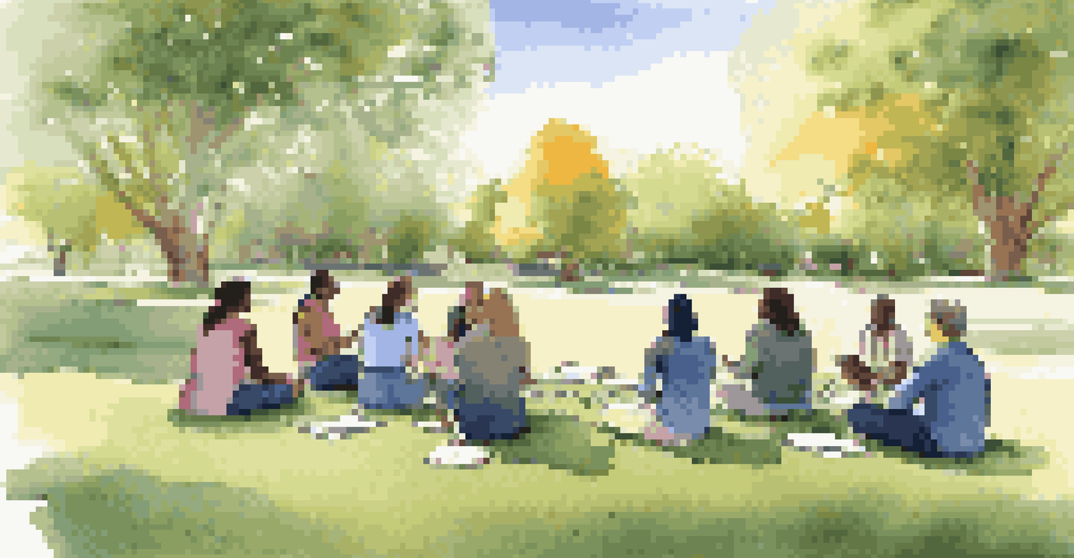 Educators engaged in a numeracy skills workshop outdoors, sharing ideas in a circle on the grass.