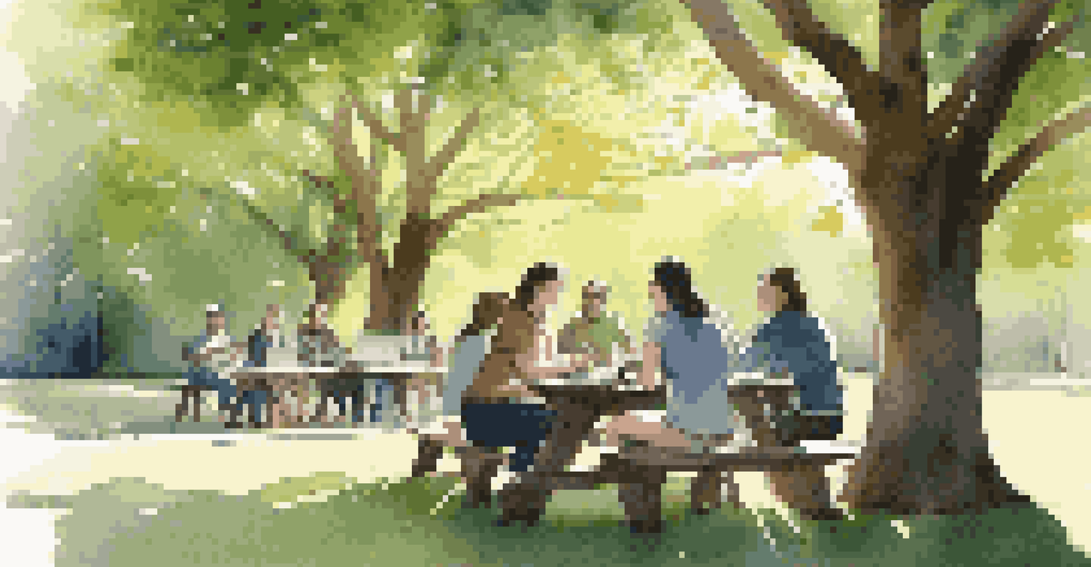 Educators meeting outdoors under a tree, discussing ethical AI standards with papers and devices on a picnic table.