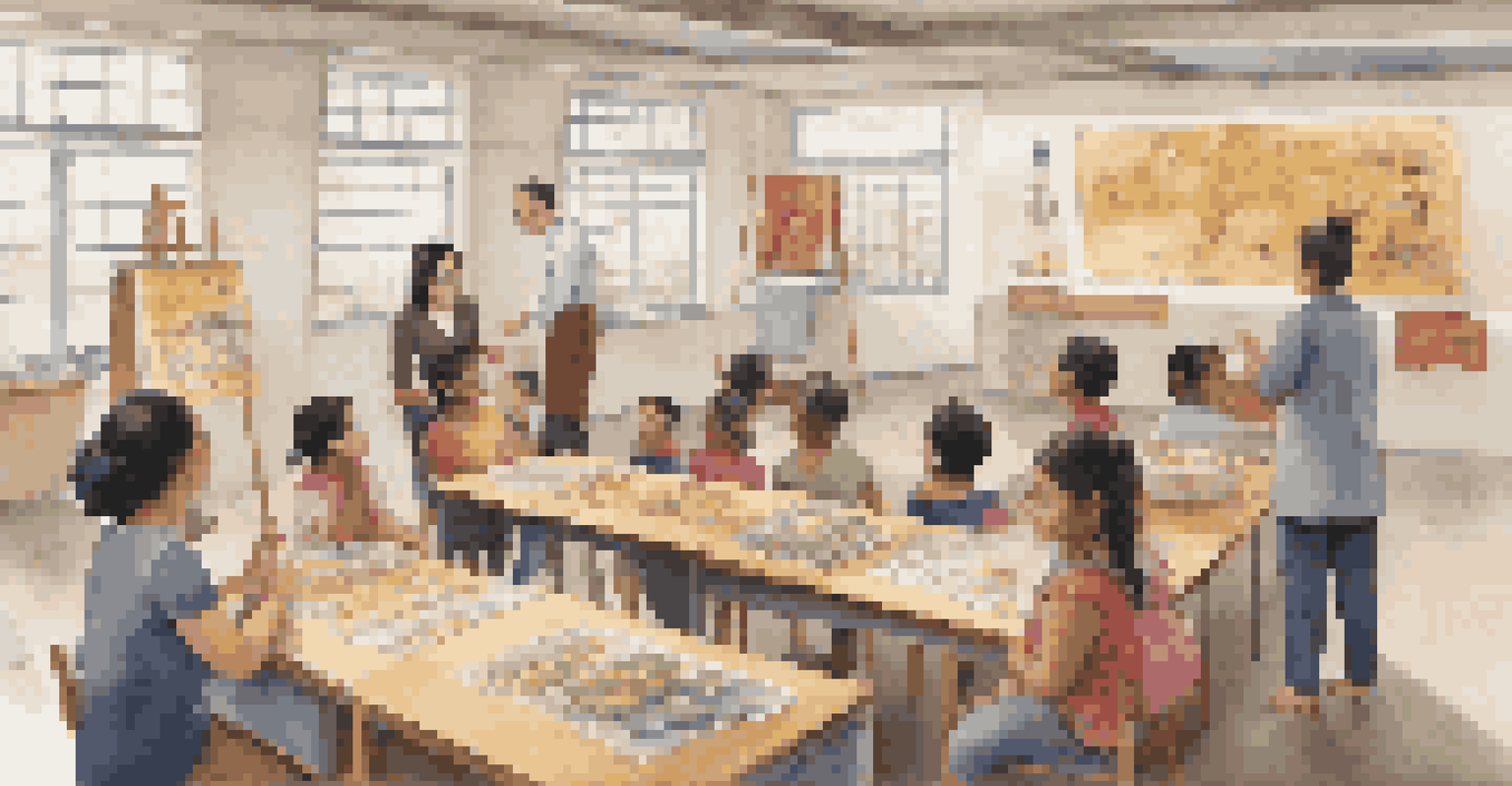 A school workshop with families engaging in educational activities, showcasing cultural diversity and parental involvement.