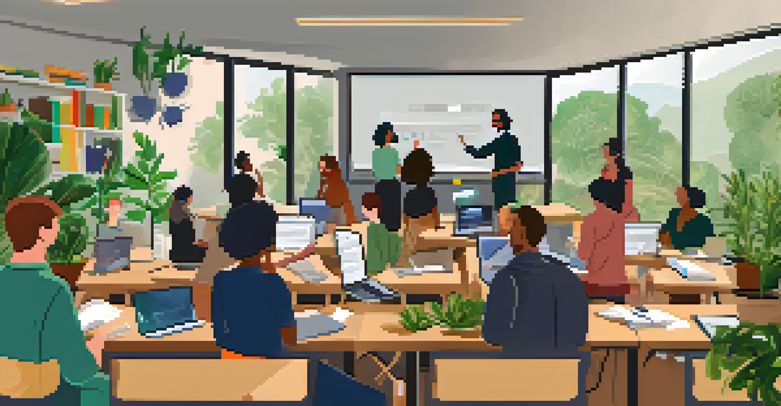 A split-screen image of diverse people in a virtual workshop, engaged in discussions with laptops and notes in a cozy room.