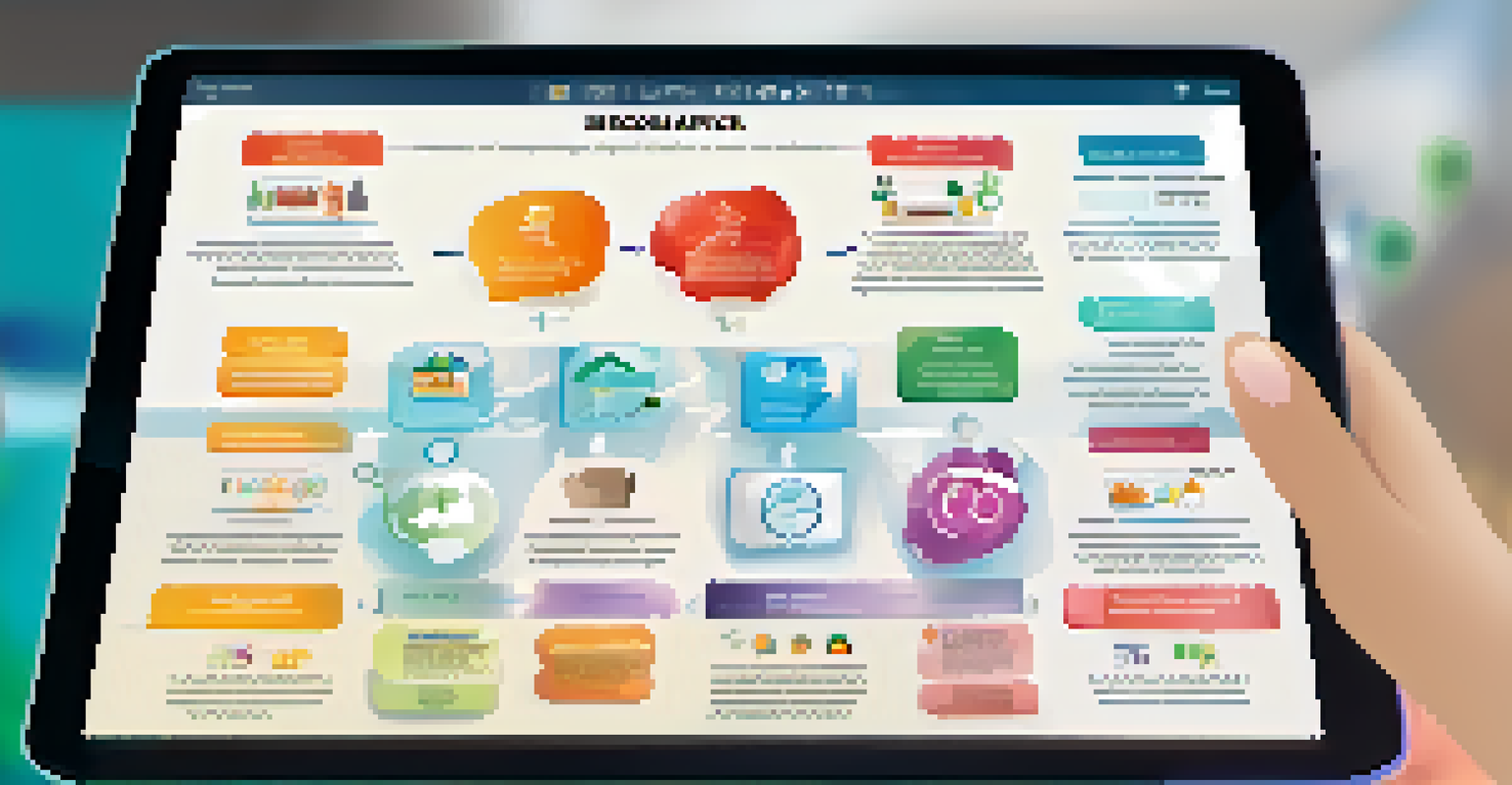 A digital tablet showing an infographic about microlearning, featuring colorful icons and short text on a soft gradient background.