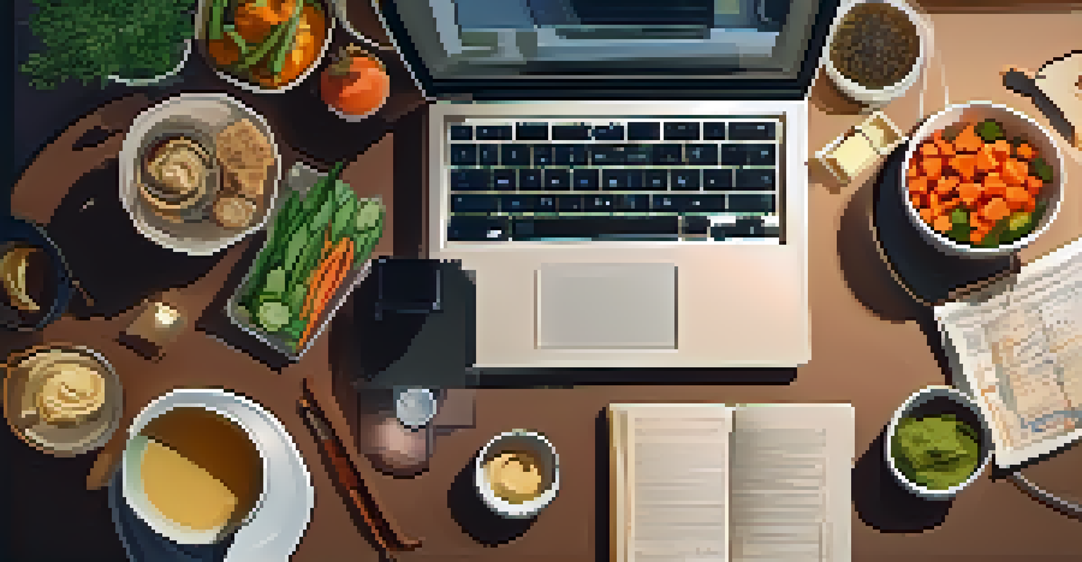 A study space with a dining table set for a healthy snack, including veggies and hummus.