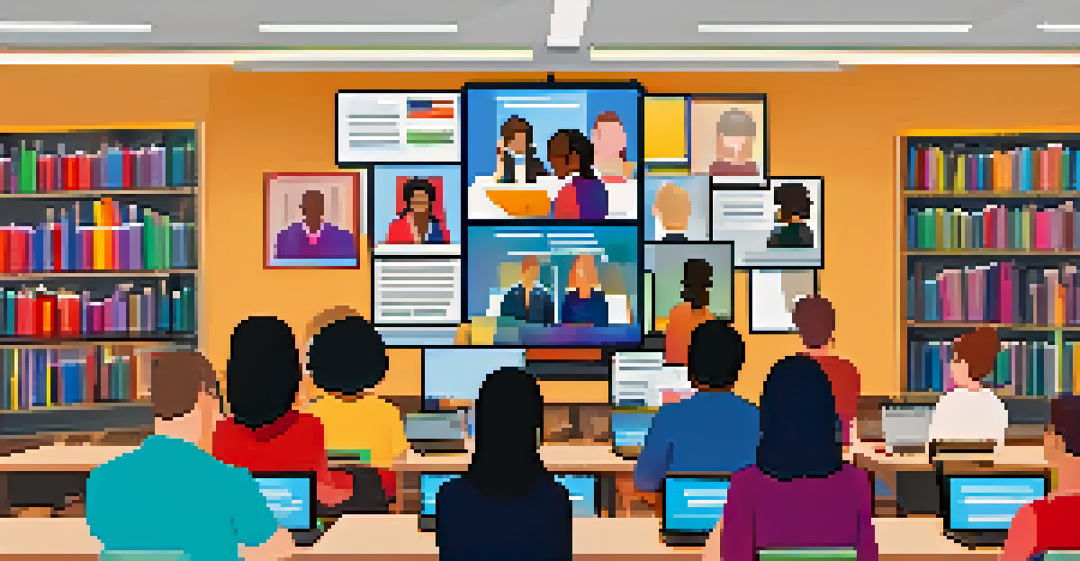 Teachers participating in a virtual conference displayed on a computer screen, showcasing an interactive online learning environment.