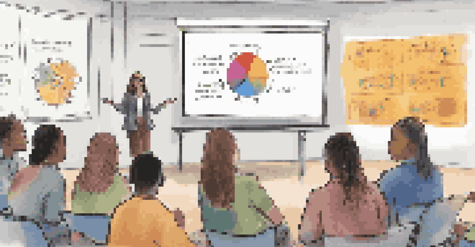 An educator leading a critical thinking session with students interacting and discussing in a blended learning setting.