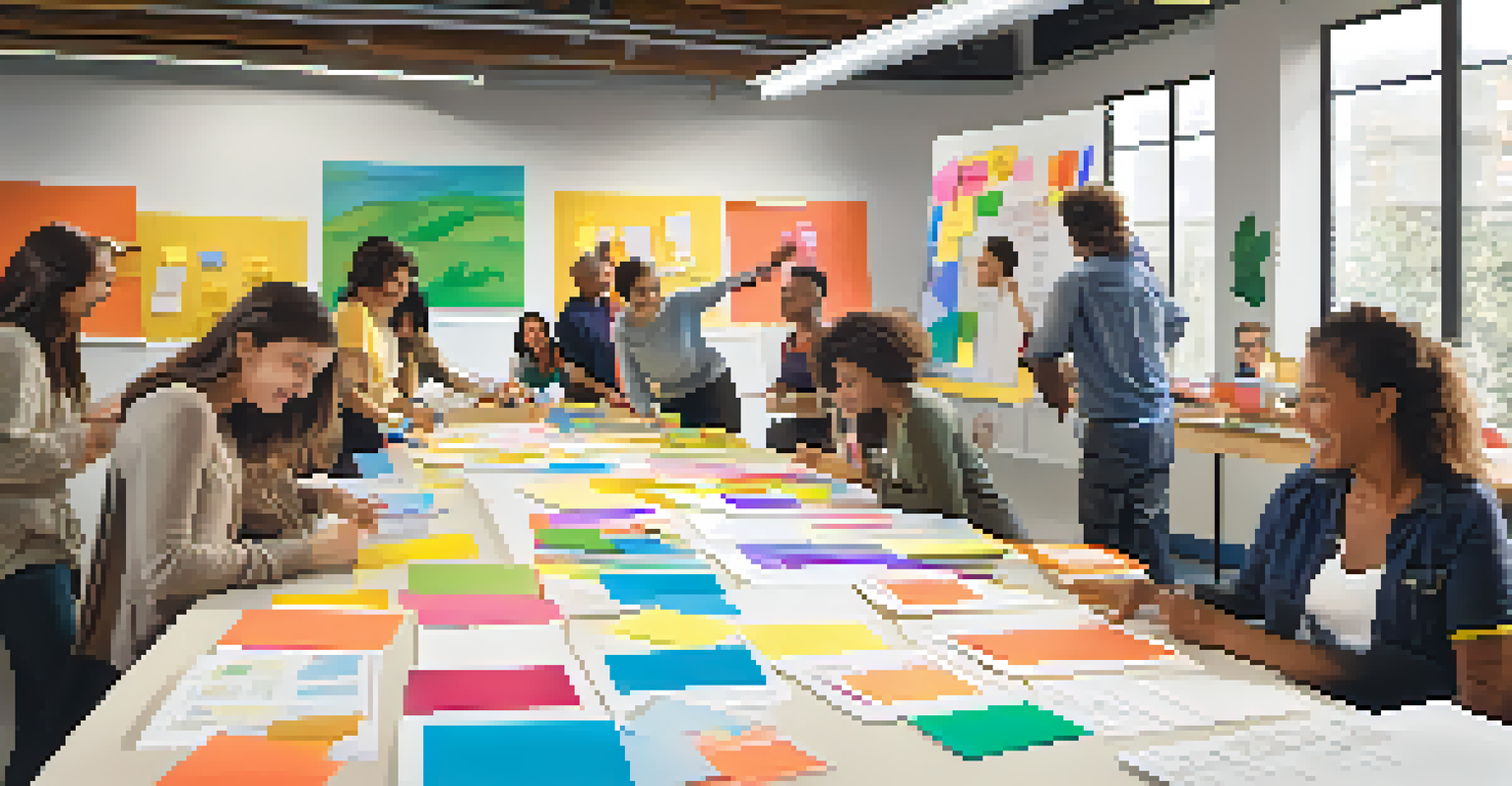 A workshop with adult learners engaged in team-building activities, showcasing collaboration and communication among participants.