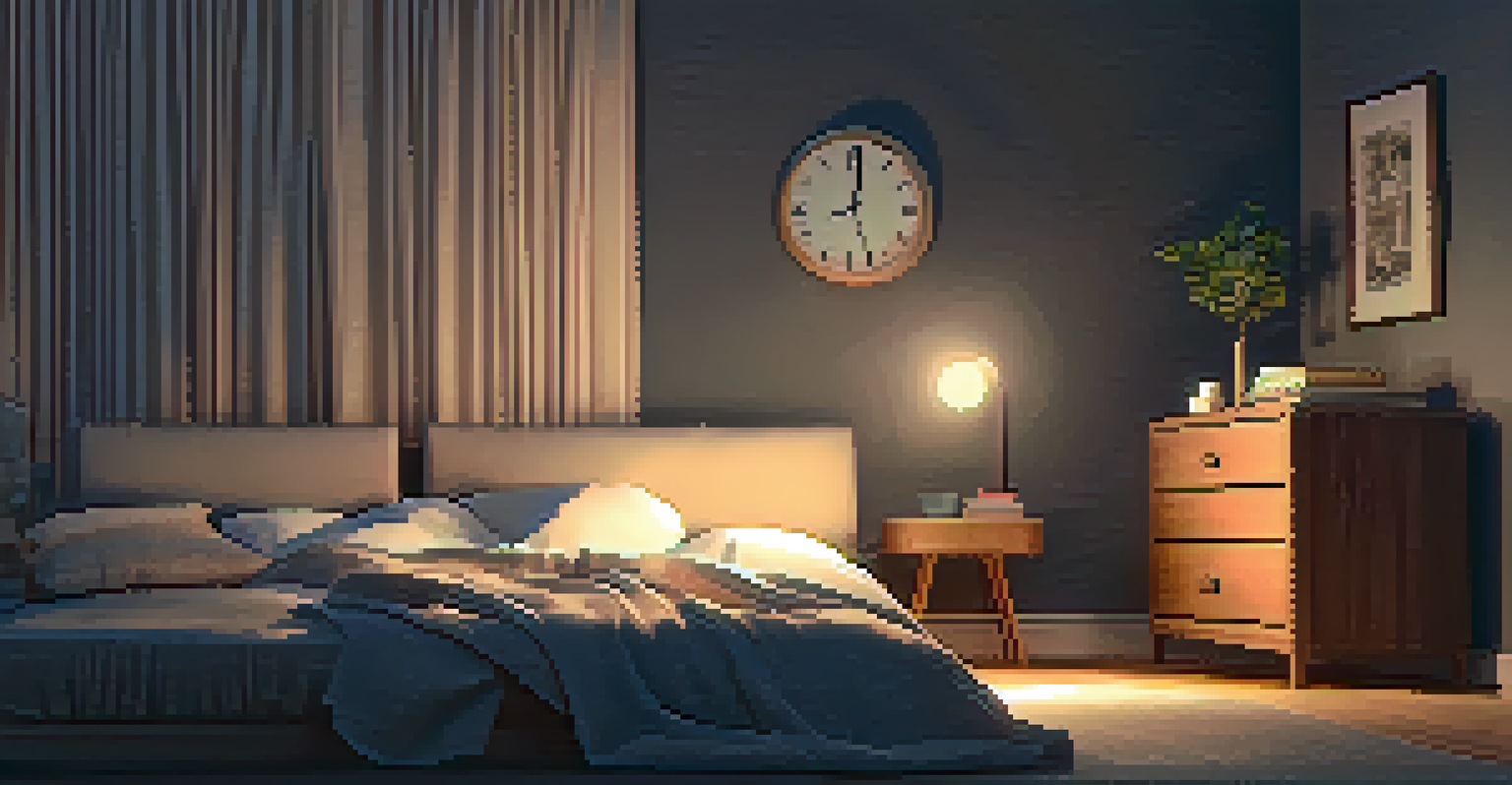 A cozy bedroom with a soft bed and a warm night light, promoting the importance of sleep for learning.