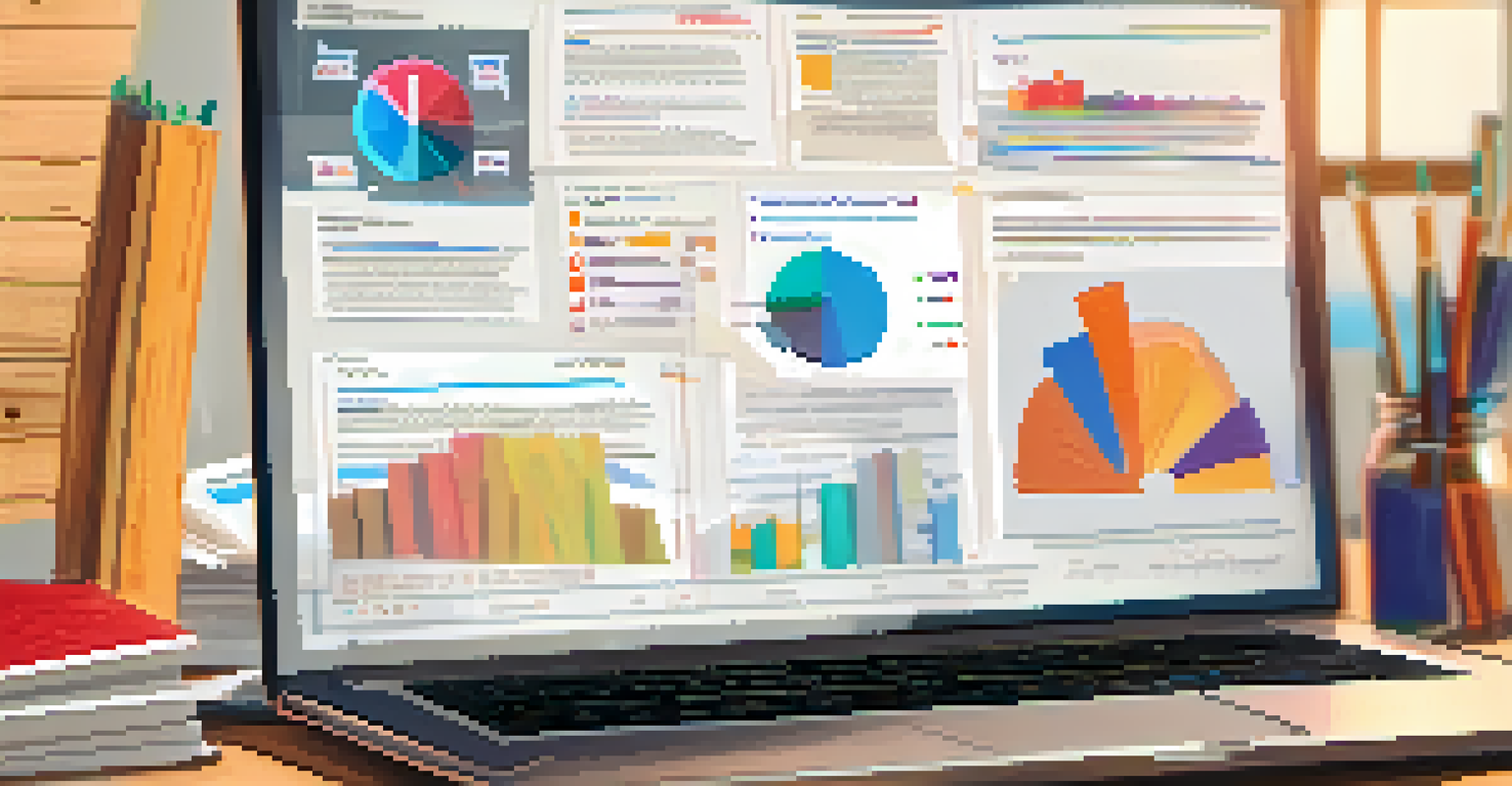 A close-up of a student's hands typing on a laptop with educational materials around, showcasing an infographic on the screen.