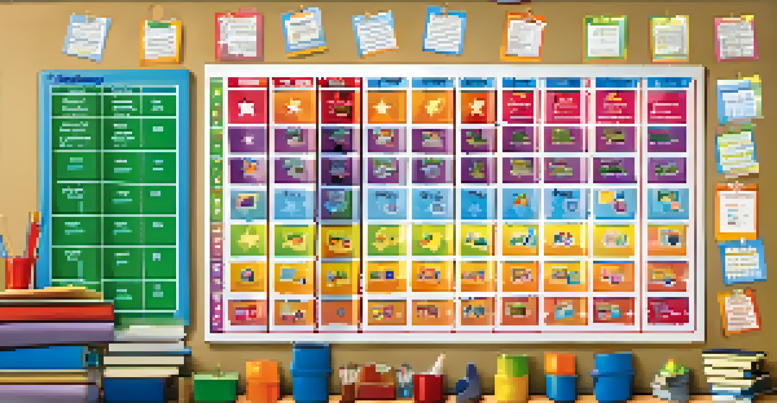 A reward chart filled with colorful stickers and stars, highlighting student achievements in a classroom environment.