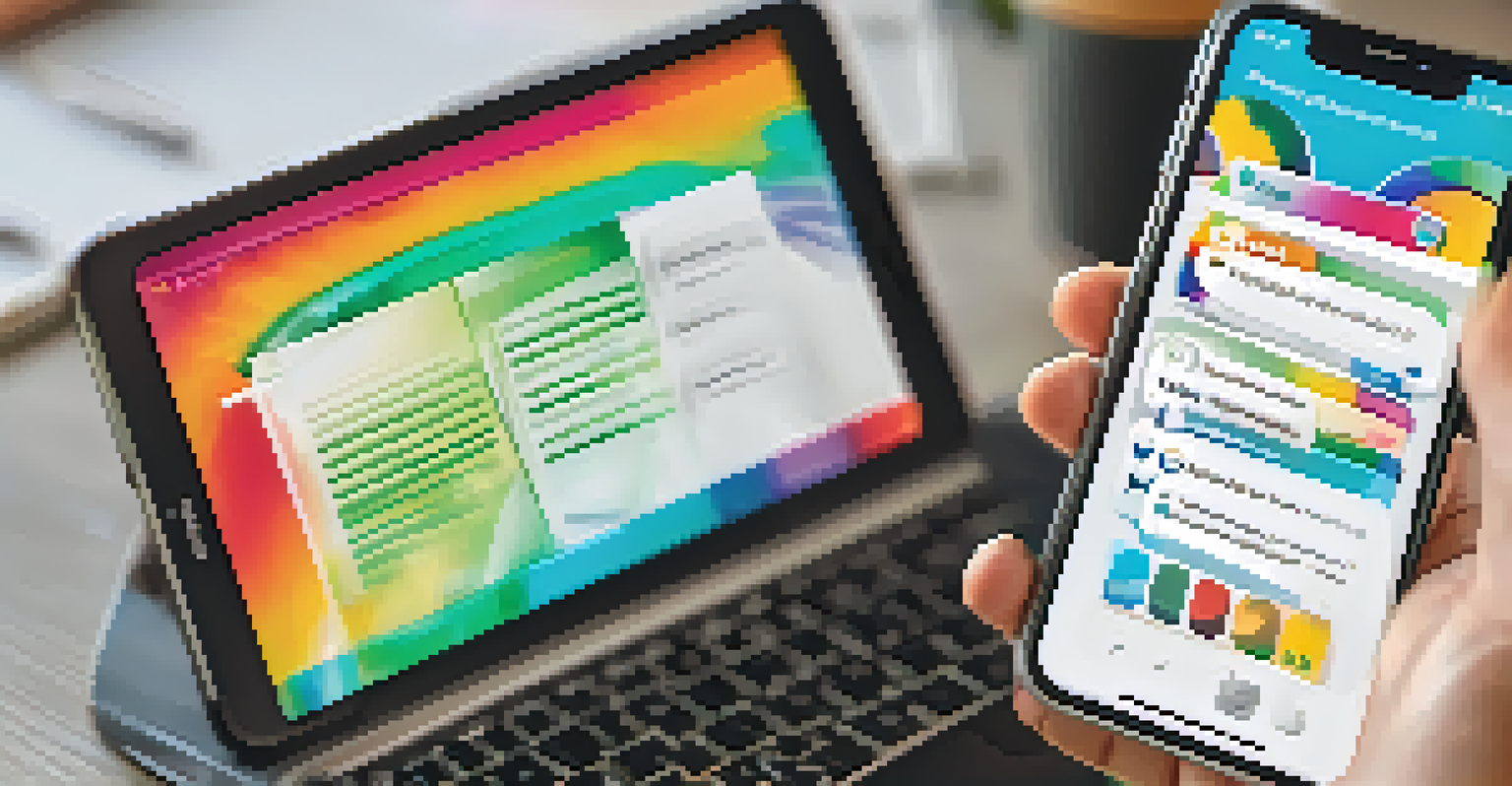 A close-up of a smartphone showing a microlearning quiz in a vibrant workspace.