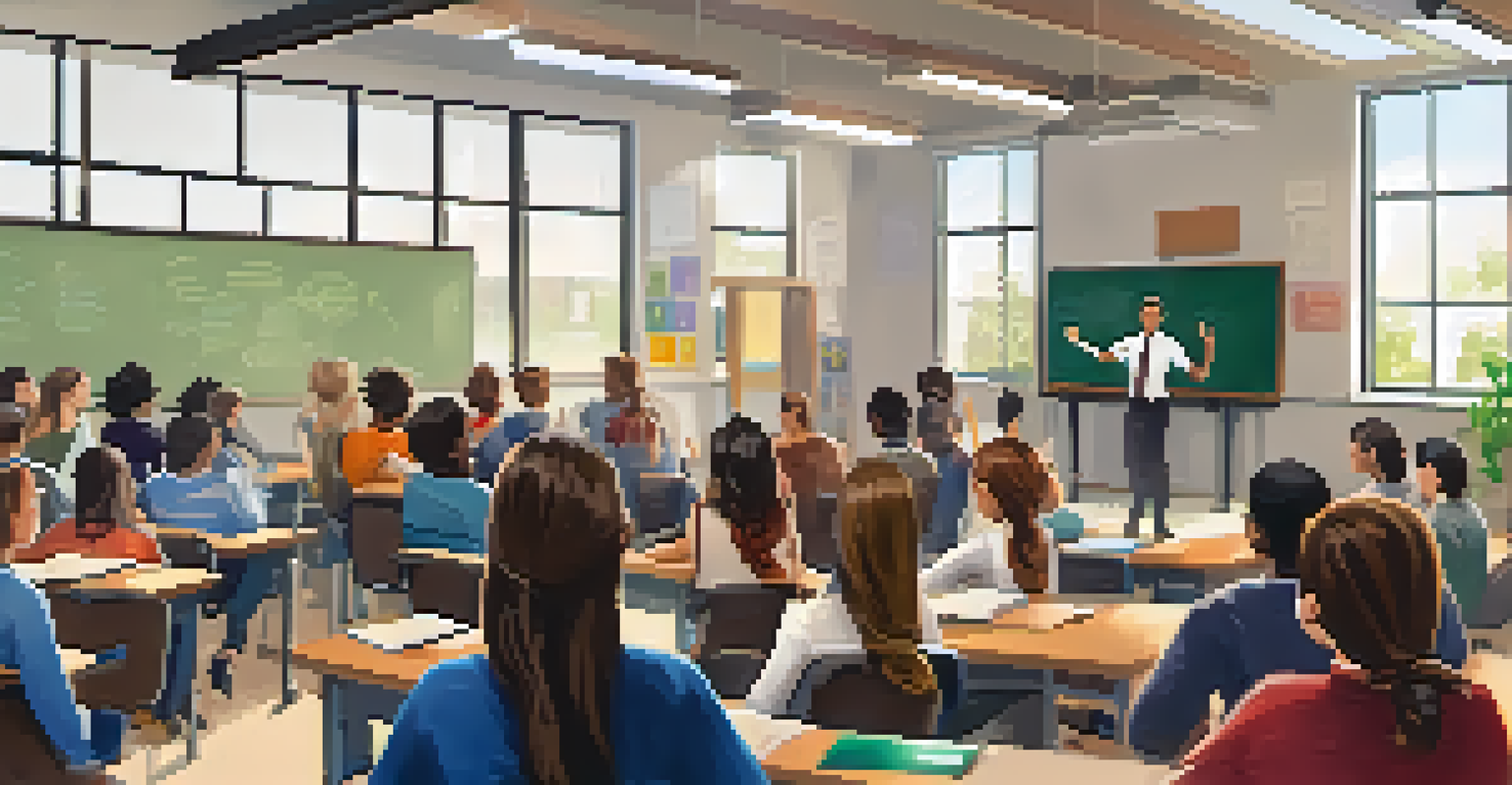 A classroom where a local author is giving a guest lecture, with students actively participating and engaging in discussion.