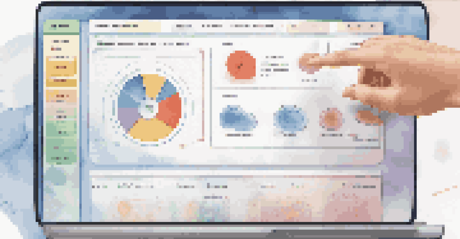 A computer screen showing a Learning Management System with educational tools and resources, featuring a hand using a mouse.