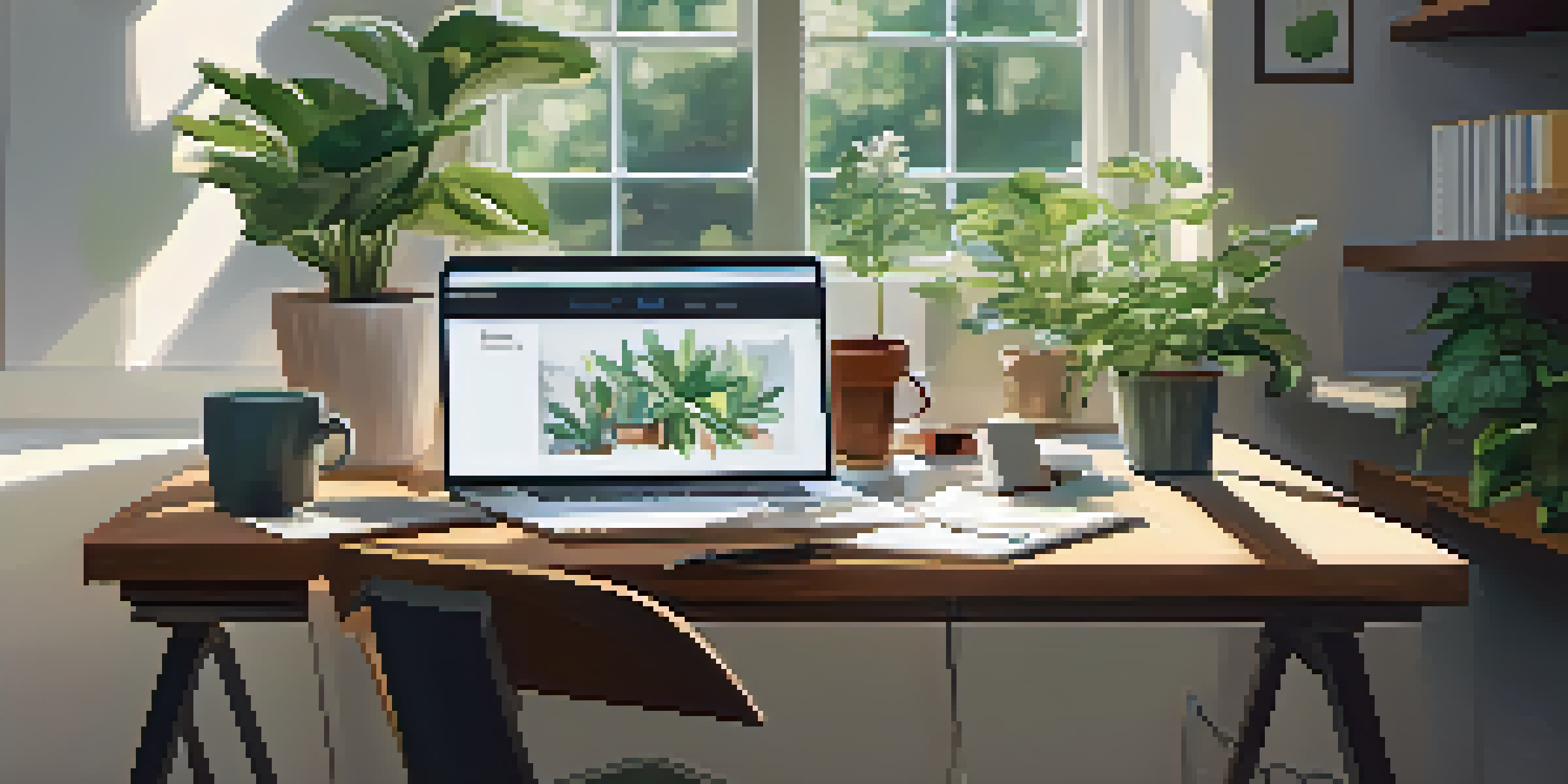 A well-organized desk with a laptop displaying a course on micro-credentials, alongside notebooks and a coffee cup, illuminated by soft natural light.