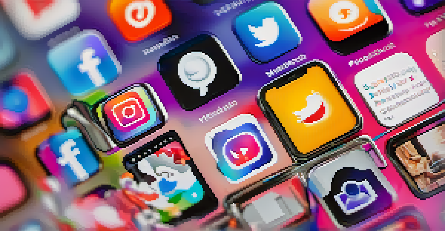 A close-up of a smartphone showing a vibrant social media feed with students' creative projects.