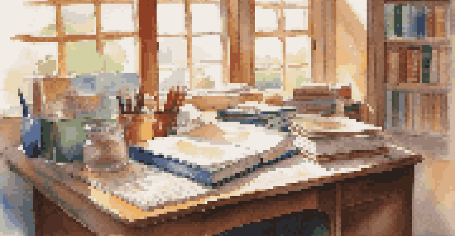 A close-up view of a teacher's desk filled with multicultural resources and books, illuminated by natural sunlight.