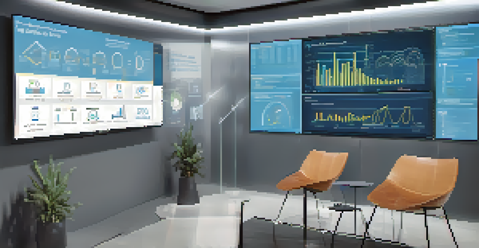 Detailed view of IoT sensors in an office, with data analytics on a screen in the background.