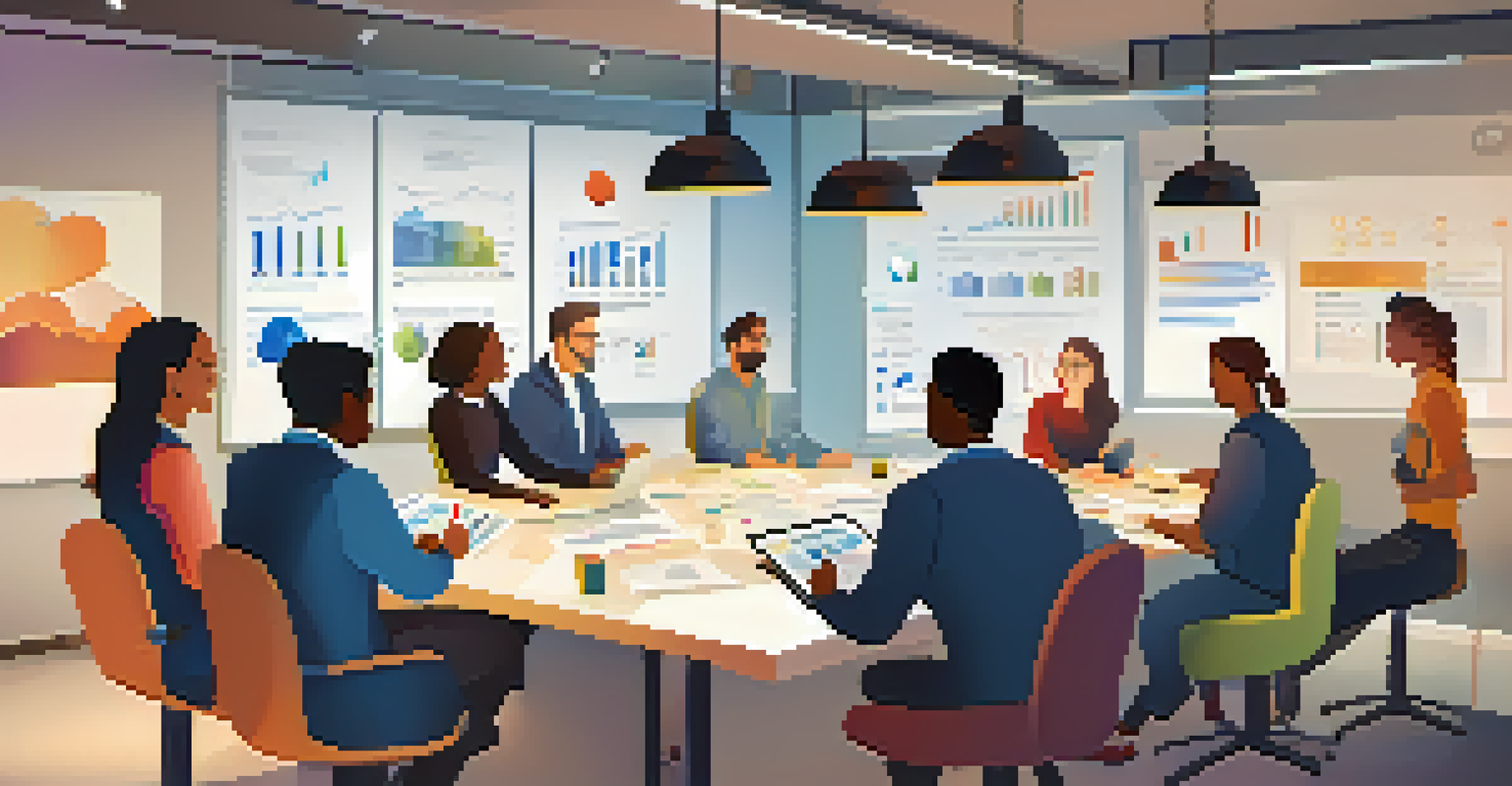 A diverse group of employees collaborating around a table, discussing microlearning insights.