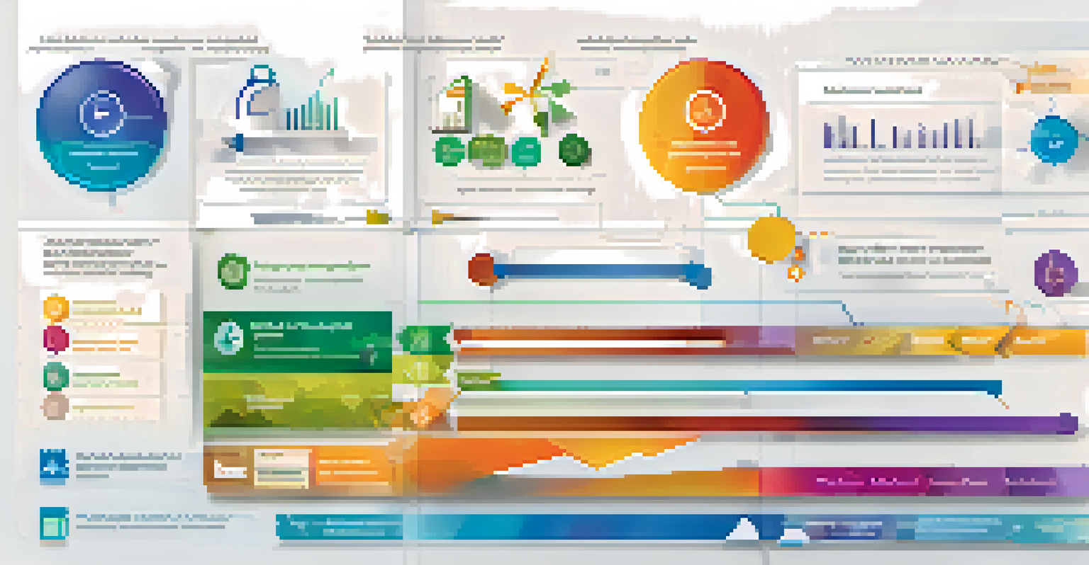 An infographic showing different assessment tools for measuring digital equity, including icons for surveys, data analytics, and performance evaluations, on a colorful background.