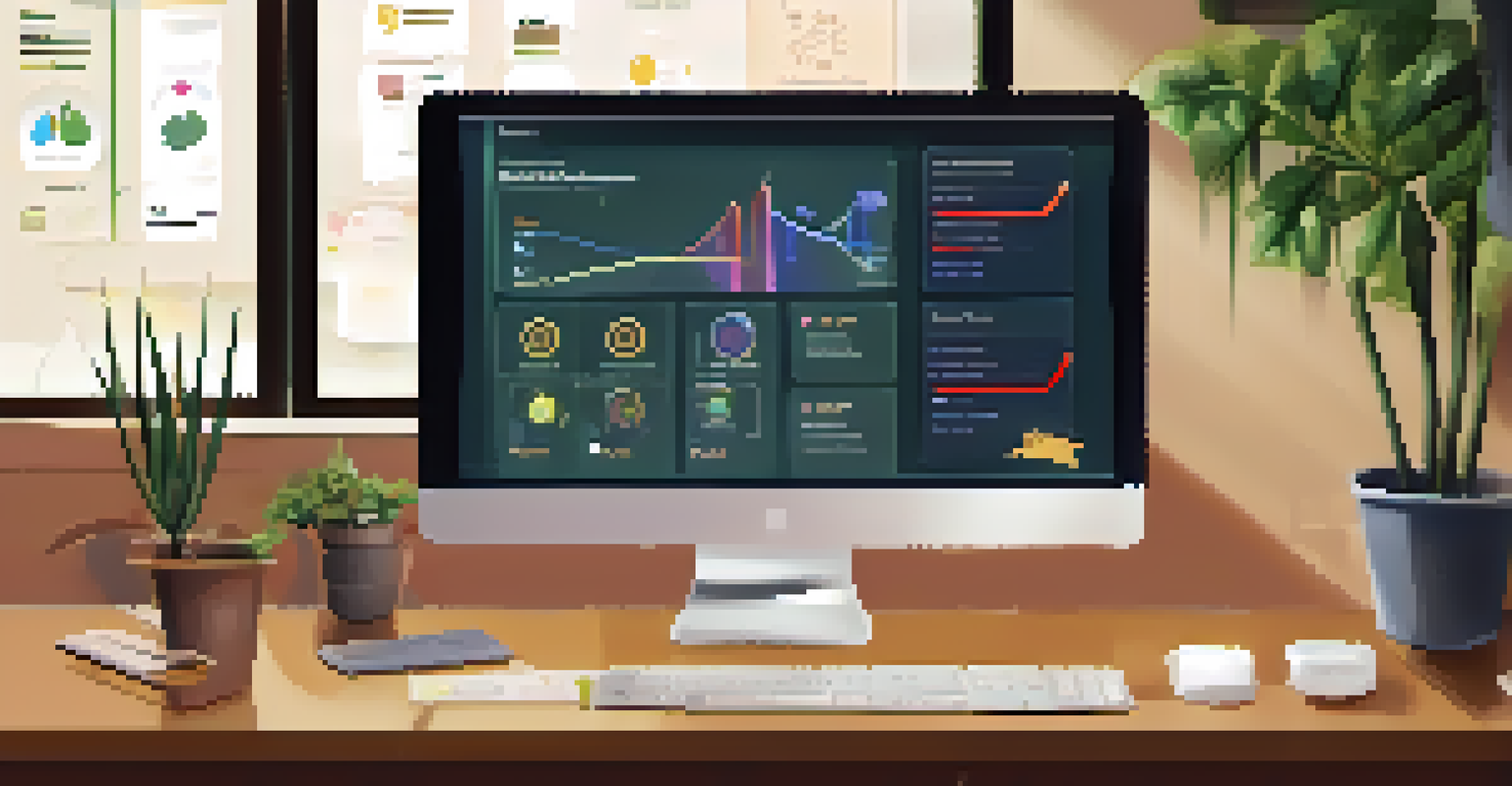 A digital recognition system interface on a computer screen, displaying skills and achievements in a cozy workspace.