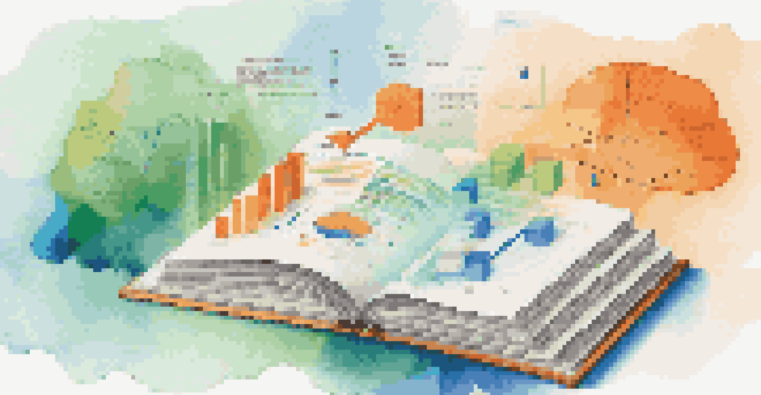 An open book with pages transforming into colorful infographics and charts, symbolizing data literacy and growth in a vibrant setting.