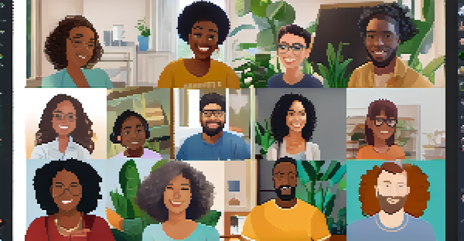 A computer screen displaying a diverse group of people participating in a lively virtual community meeting about local initiatives.