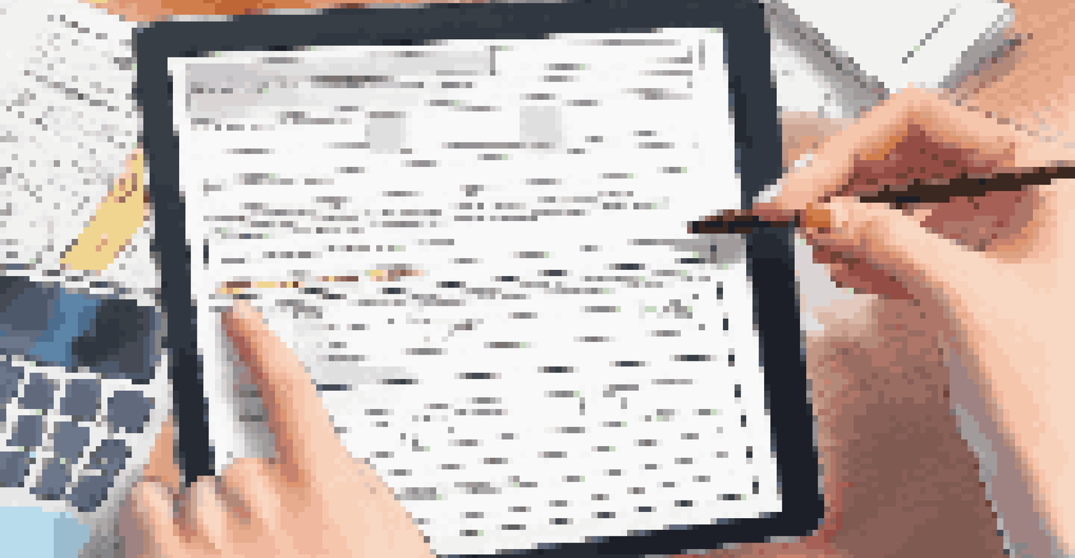 A close-up of hands filling out a digital consent form on a tablet in a classroom setting.