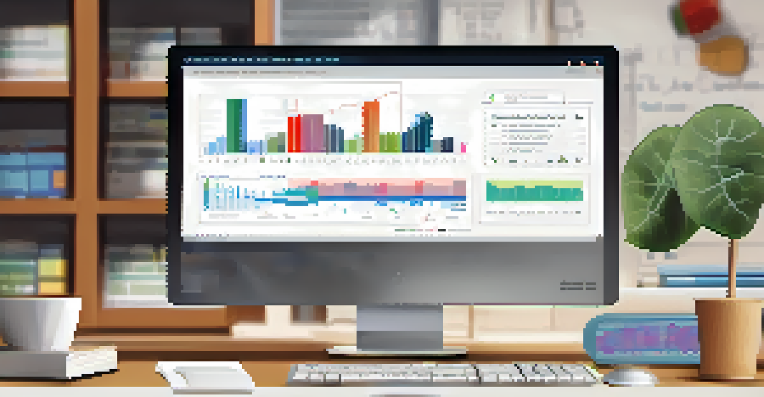 A computer screen showcasing skill validation software with graphs and analytics in a cozy workspace.