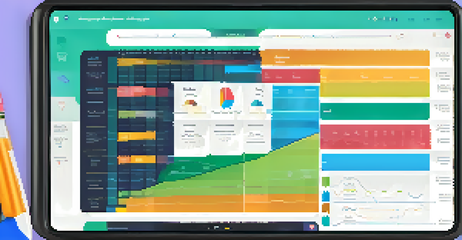 A tablet displaying an AI-driven educational platform interface with personalized learning paths, colorful graphs, and progress bars.