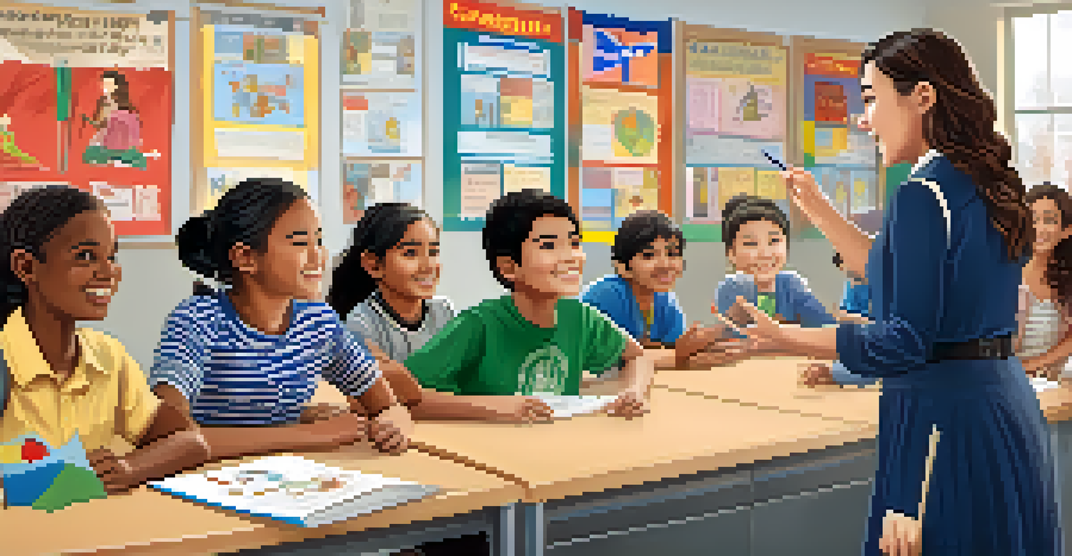 An interpreter using sign language and spoken language to communicate with students in a multicultural classroom.