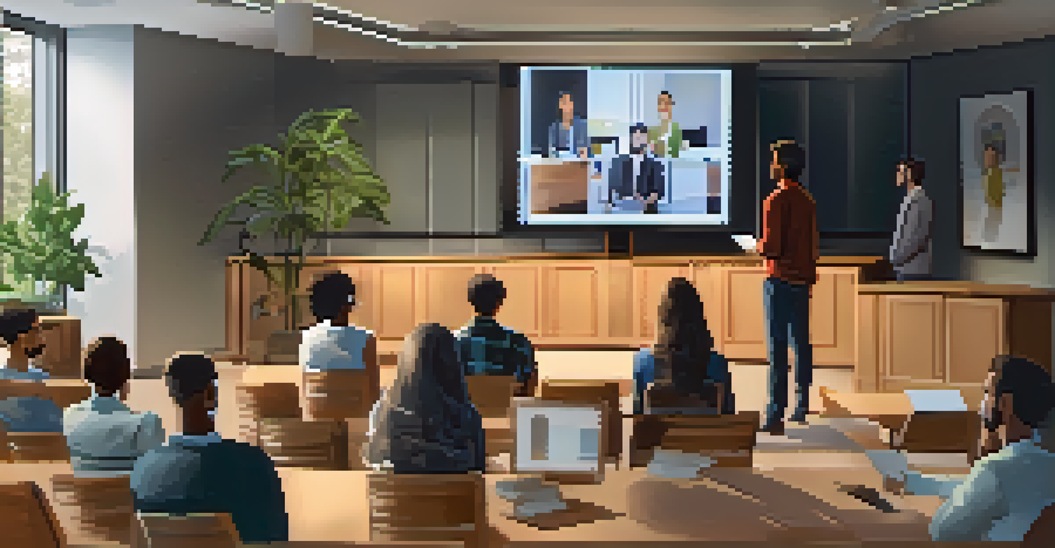 A student presenting their project online to an engaged audience during a virtual presentation.