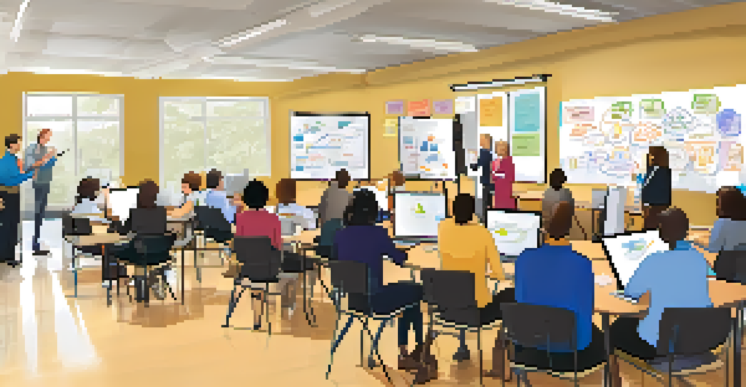 A workshop with educators participating in professional development, collaborating on educational strategies.