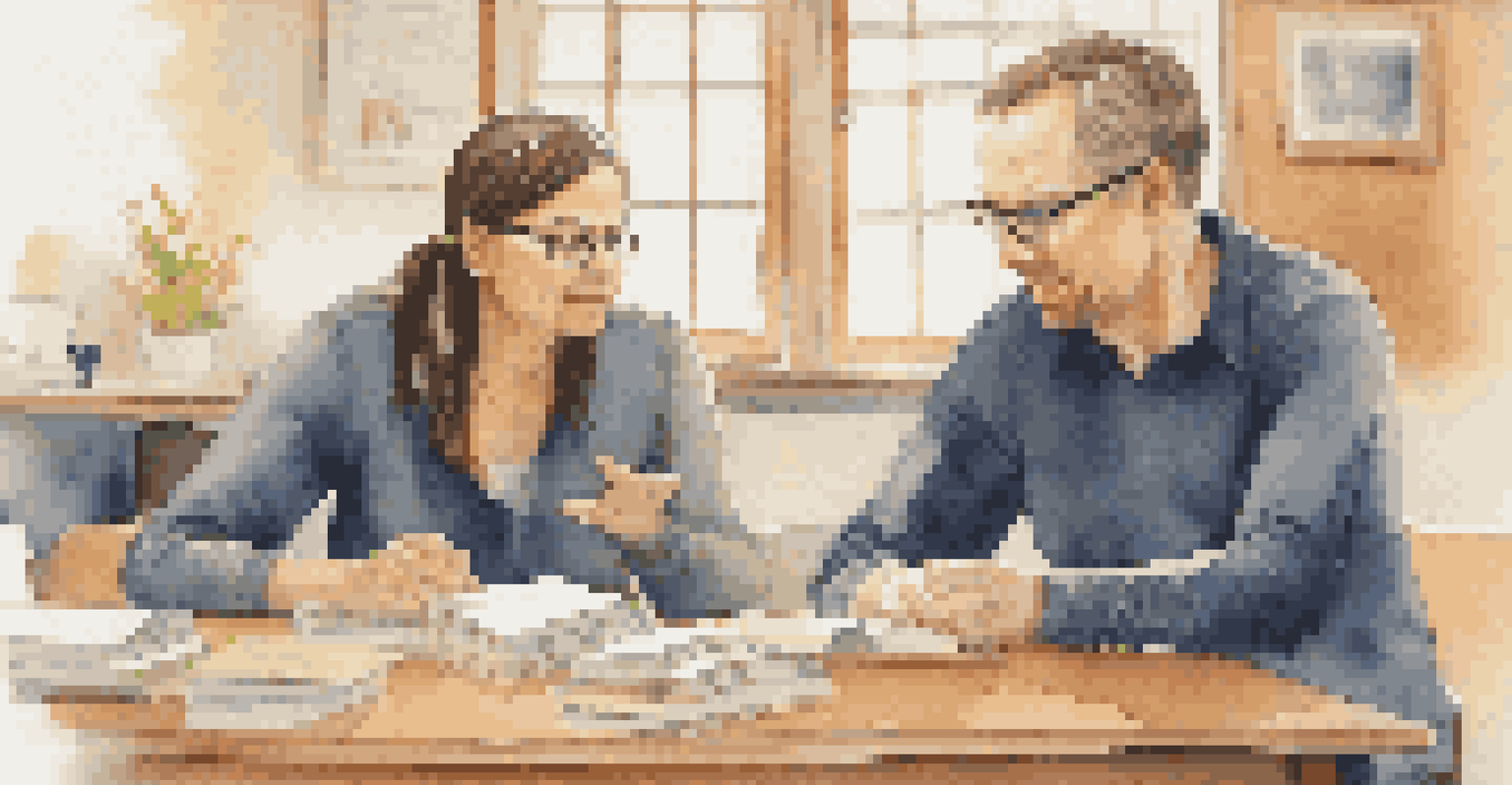 A close-up of a teacher and a colleague in a cozy staff room, discussing with empathy over coffee and notebooks.