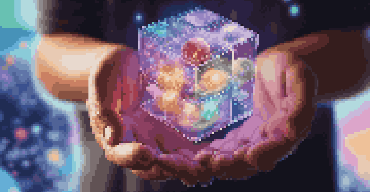 A close-up of a student amazed while holding a Merge Cube, with 3D holograms of the solar system and molecular structures floating around them, highlighting their engagement with science.
