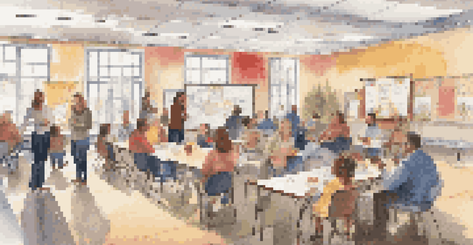 Parents and educators participating in a family engagement night at school, discussing student learning needs in a cozy and welcoming environment.