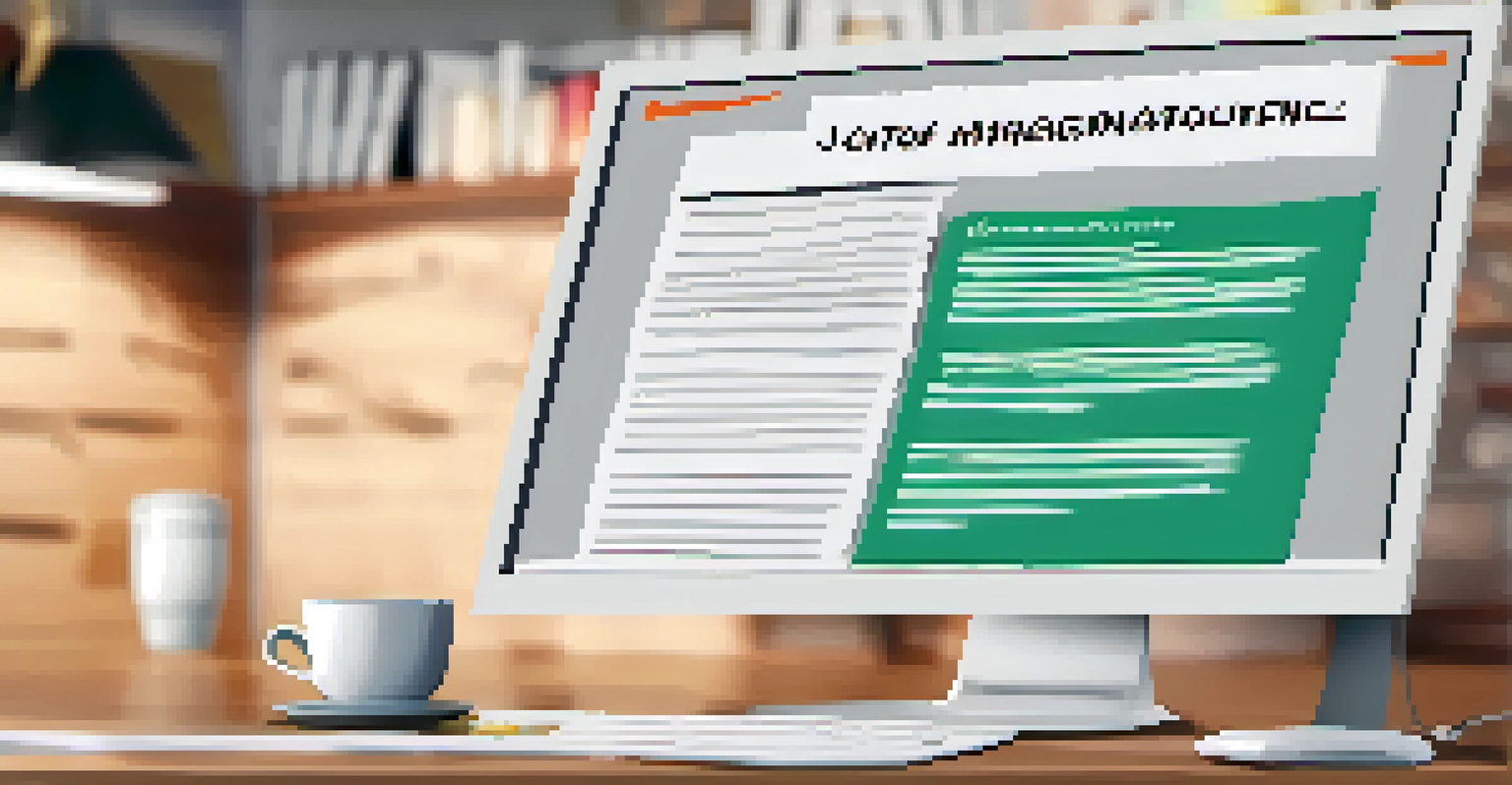 A computer screen showing a digital negotiation document with bullet points, set in a cozy workspace with a cup of coffee.
