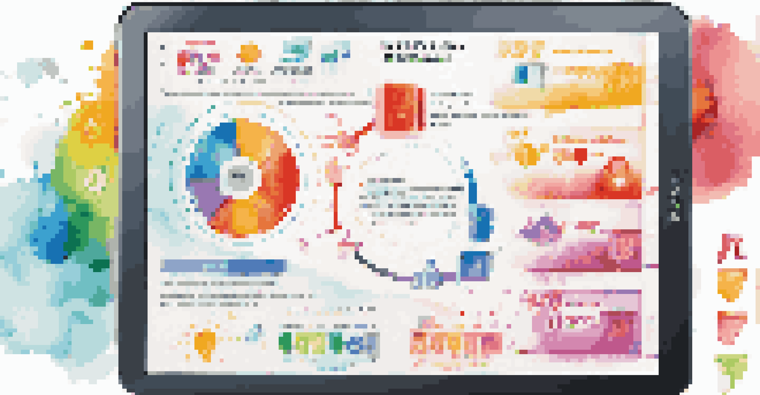 A digital tablet showing an infographic about microlearning techniques, featuring colorful icons and a bright background.