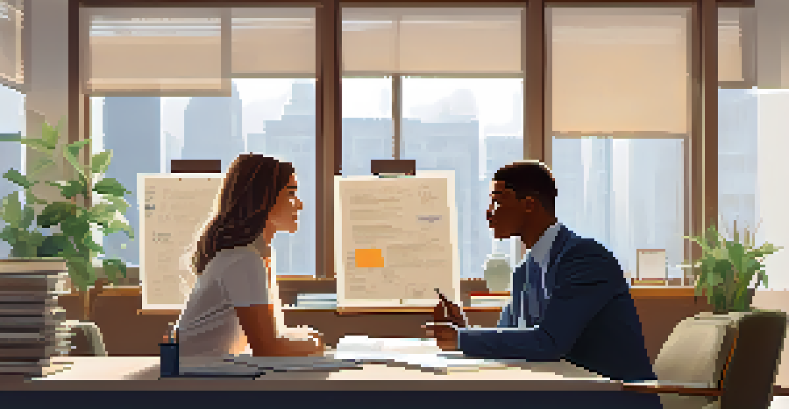 A mentor guiding her mentee through a document in a modern office setting, with a focus on collaboration.