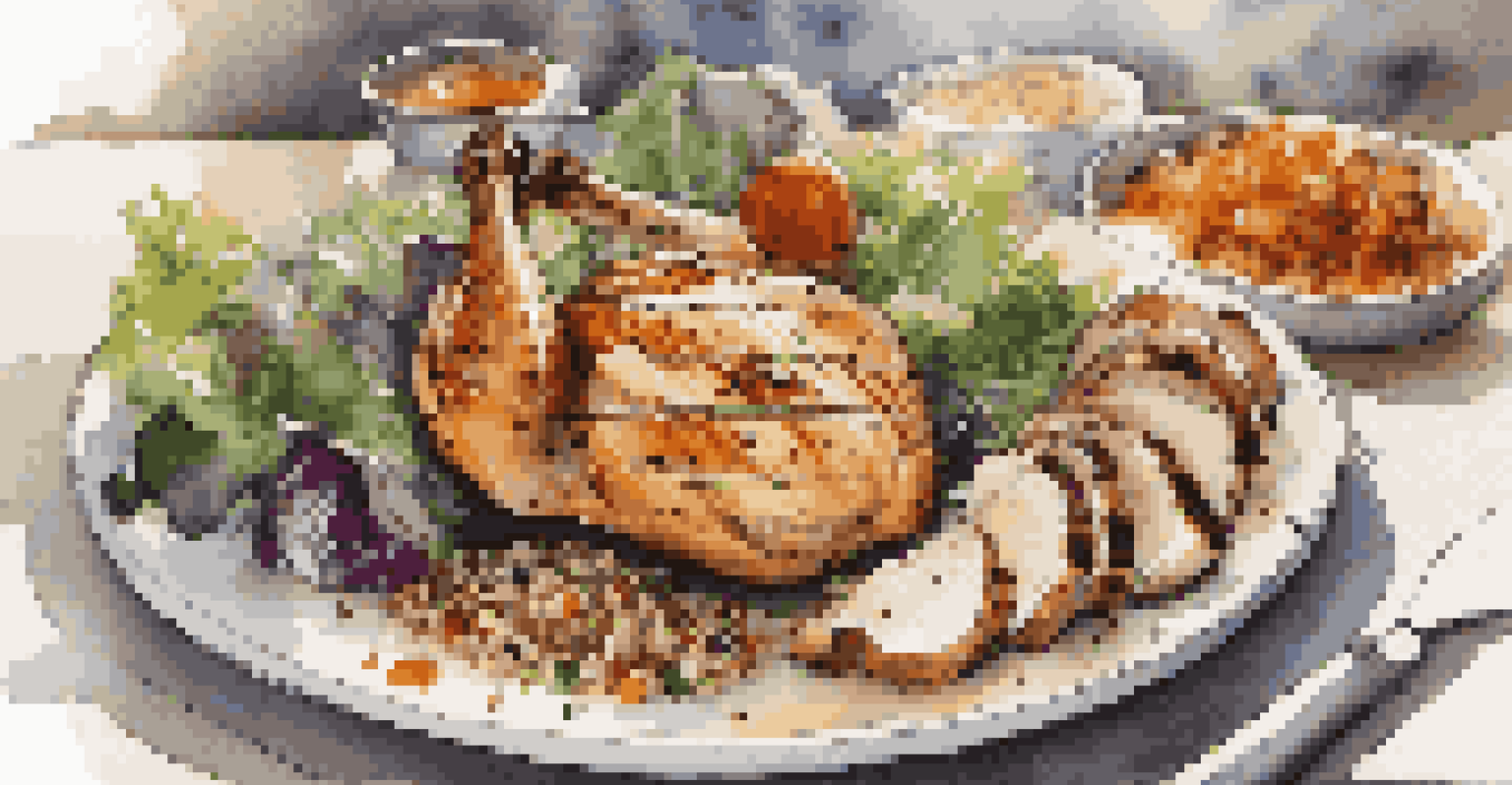 A colorful and balanced meal displayed on a plate, showcasing healthy ingredients.