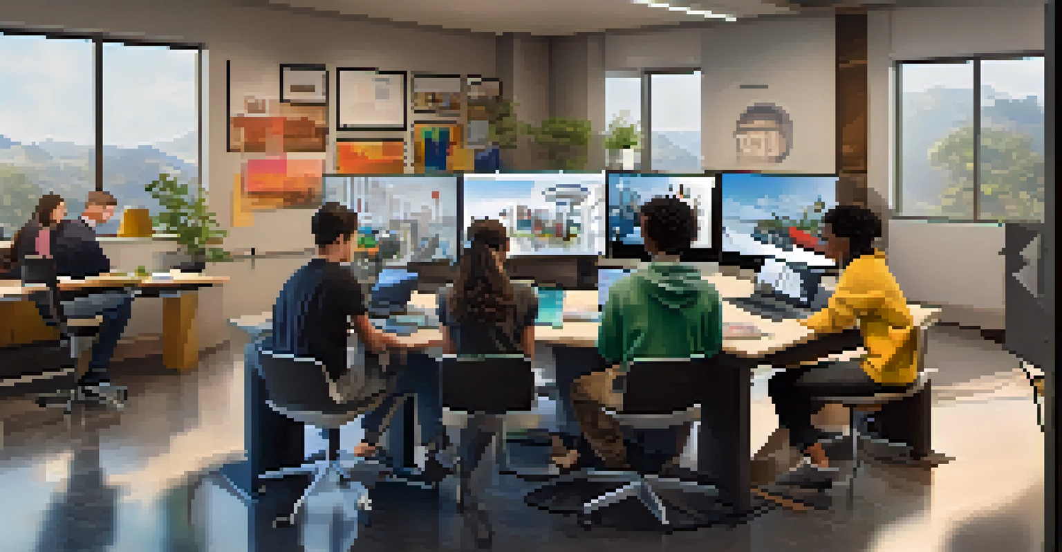 Students engaging in a virtual mentorship program, connected with industry professionals through video calls.