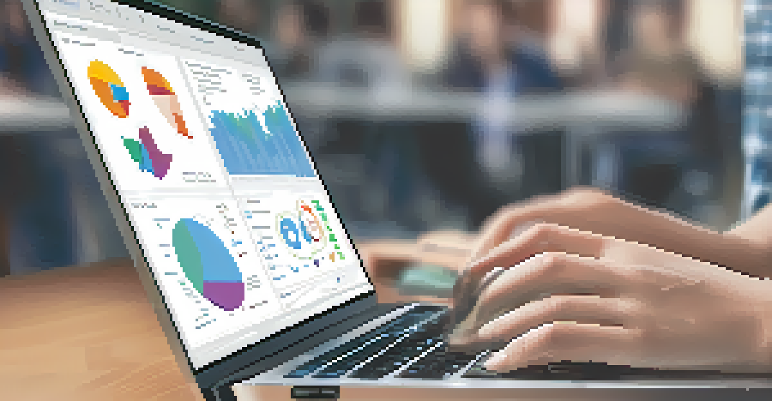 A close-up view of a student using a laptop with a project management dashboard visible on the screen.