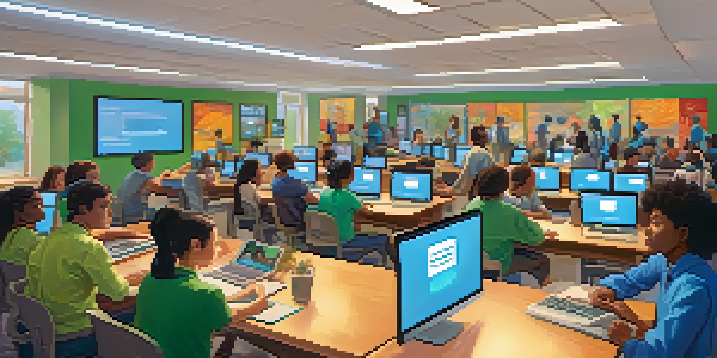 A diverse group of learners participating in a virtual classroom discussion, showcasing engagement and collaboration.