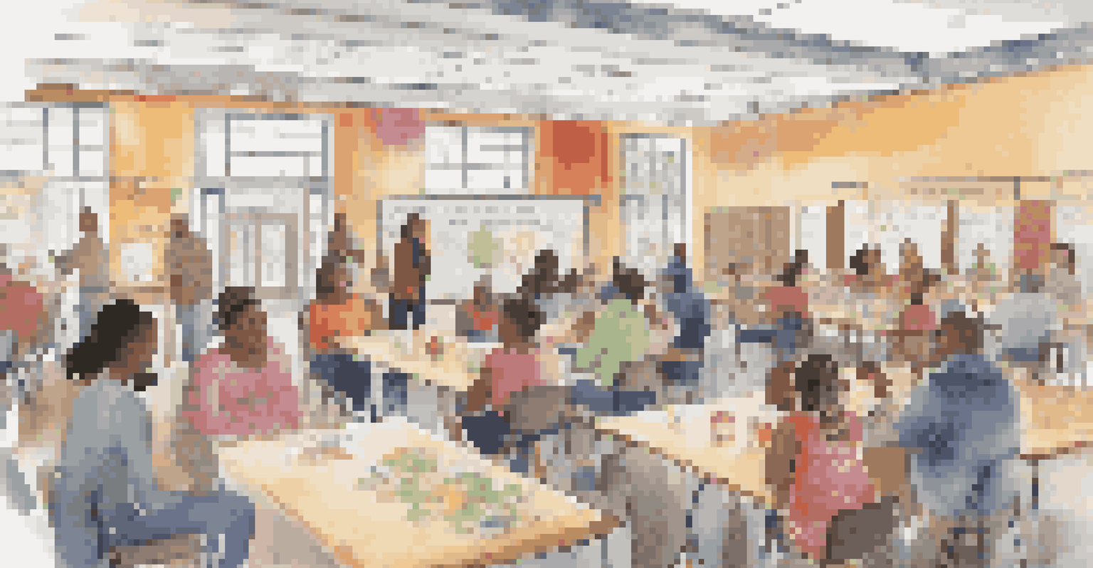 A community event at a school showcasing collaboration between parents, teachers, and local organizations for educational support.