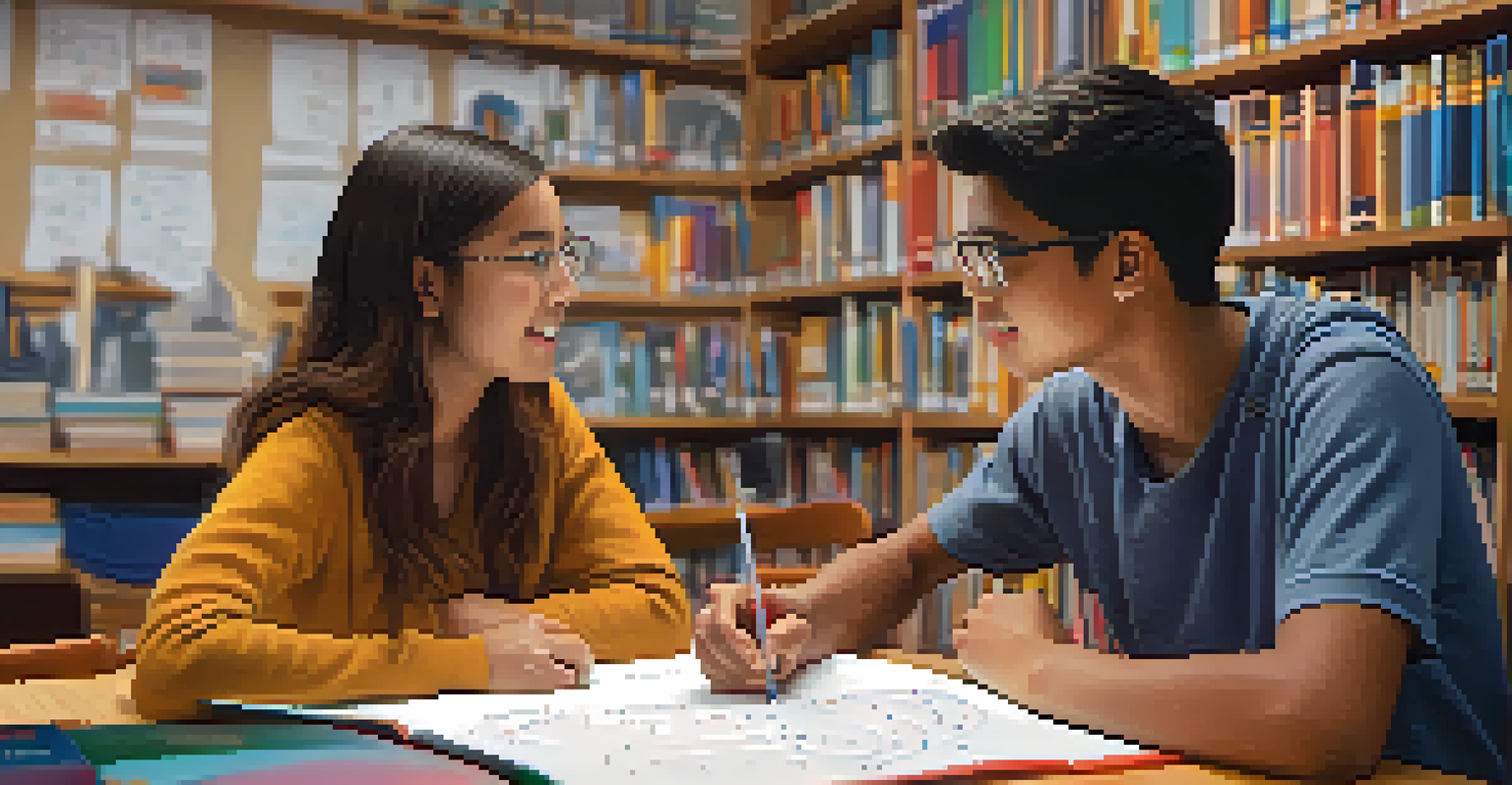 A student explaining a math concept to a peer using a whiteboard in a cozy study setting.