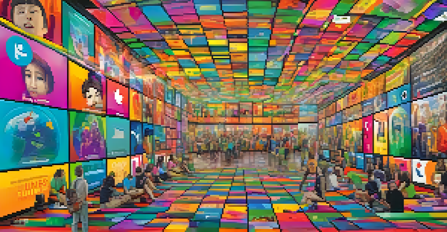 A digital screen filled with supportive comments and reactions from peers in a vibrant community space.
